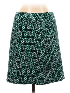 LOFT Teal Geometric A-Line Skirt
